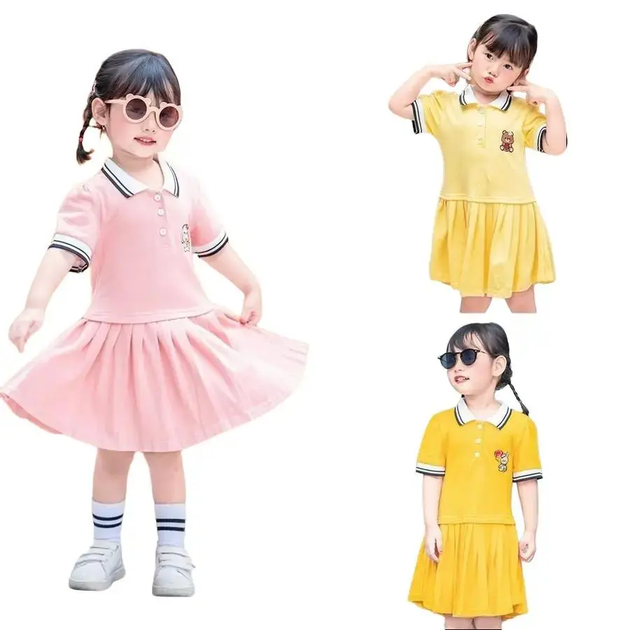 Váy đầm bé gái mùa hè cho bé 2 3 4 5 tuổi đi học Anniebaby váy polo dáng xòe chất thun cá sấu Quần áo trẻ em VA23010