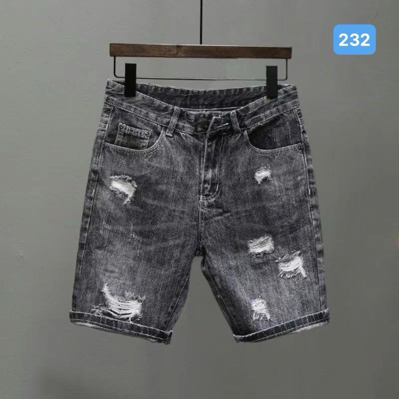Quần short jean nam 232 màu đen co giãn vá da có lớp lót, quần sọt jean nam, quần đùi jean, quần jean nam ngắn, quần rin nam ngắn, co giãn size ( 40 - 75kg ) Menswear Pants Có Túi