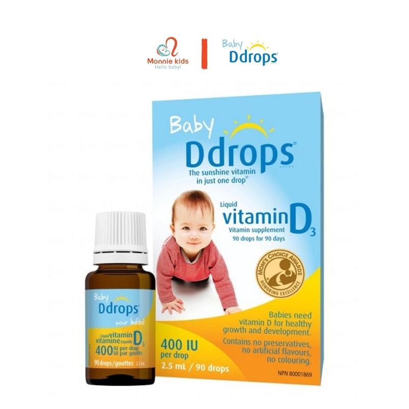 Vitamin D3 400IU Baby Ddrops 2.5ml, vitamin cho trẻ từ 0-1 tuổi - Monnie Kids