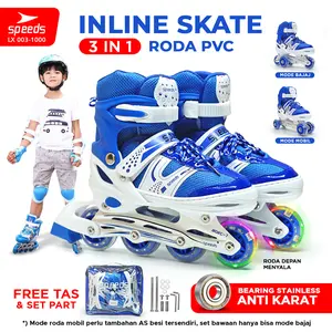 SPEEDS Sepatu Roda Anak Remaja Inline Roda Full Karet PU Laki-laki Perempuan 003-1000