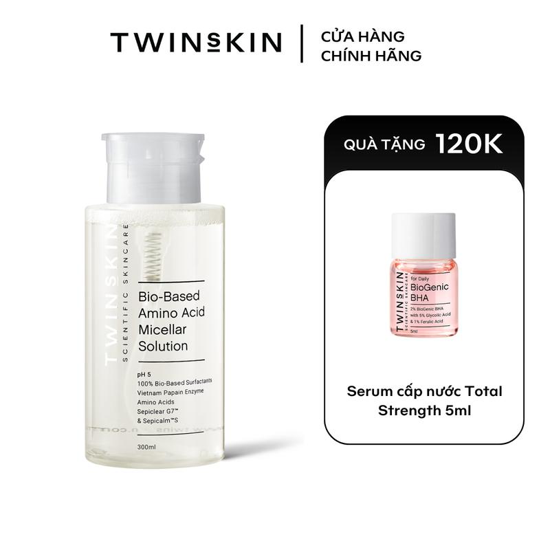 Nước tẩy trang sinh học hỗ trợ sạch khoẻ TWINS SKIN Bio-Based Amino Acid Micellar Solution 300ml  TẶNG 1 Dung dịch làm sạch Biogenic BHA For Daily 5ml