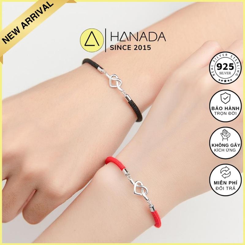 BH TRỌN ĐỜI Lắc tay Bạc 925 Hanada Nút Thắt Trái Tim Nam Nữ Vòng Tay Cặp Đôi Quà Tặng Mang hằng ngày 2435 H20