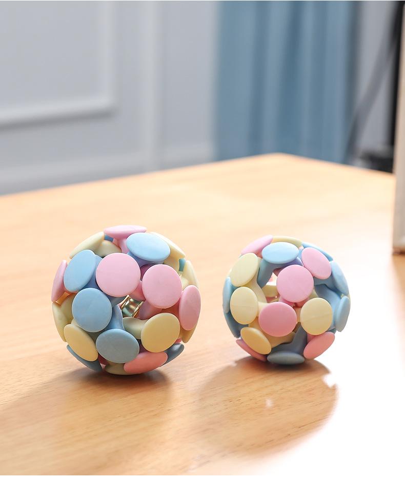 Product Introduction of Cat Color Matching Bell Toy Ball Macaron Three-Color Woven Ball Dog Cat Self-Hi Supplies 15