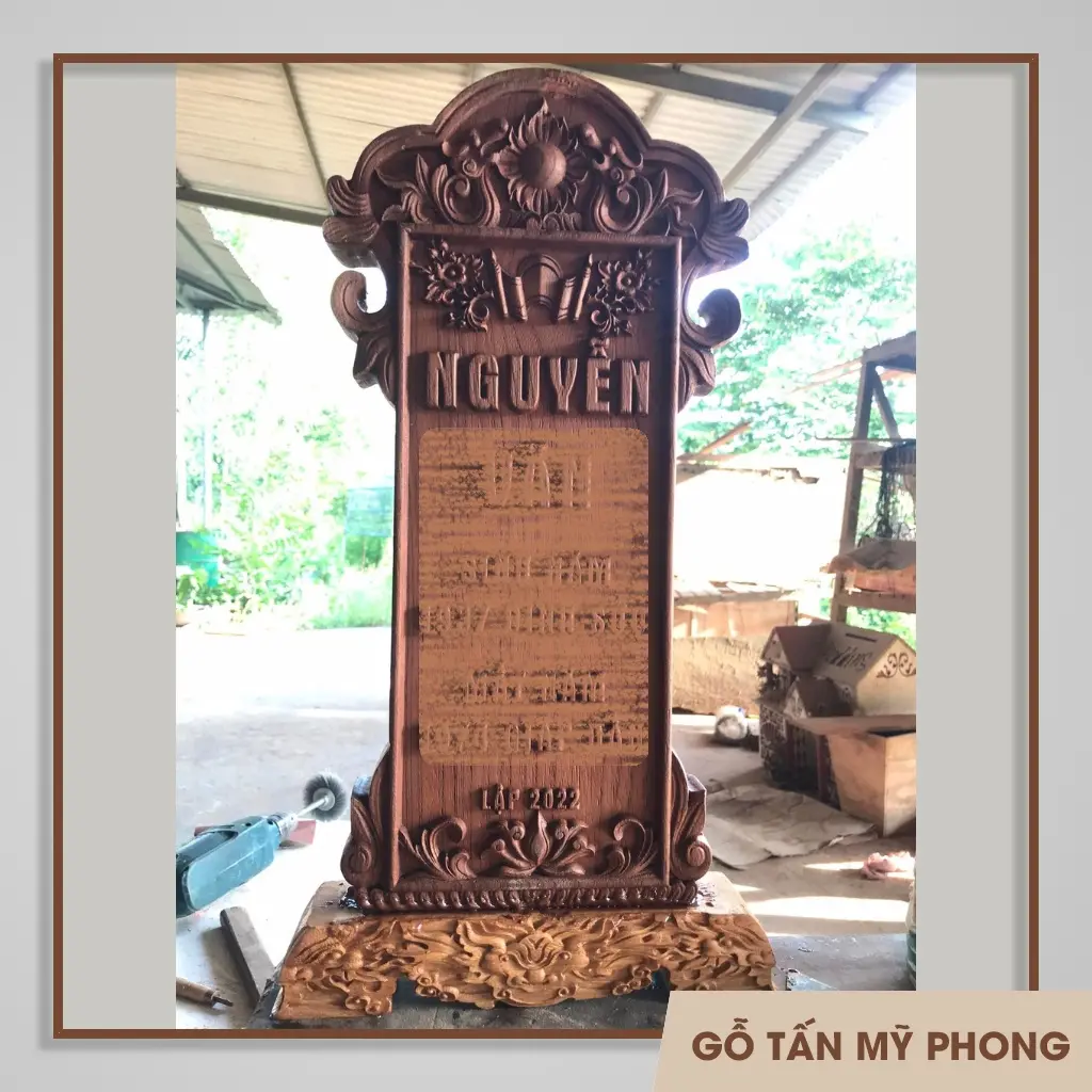 Chạm khắc theo yêu cầu Bài vị thờ - Linh vị thờ Hương Linh gỗ tự nhiên - Hương vị gỗ