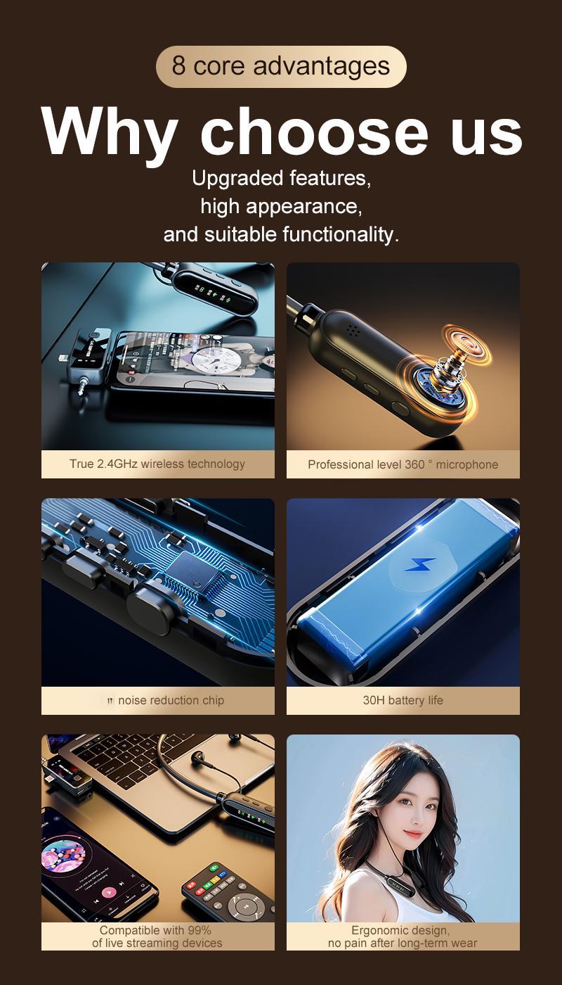 Product Introduction of Wireless Sound Card for Live Show Headset Microphone Bluetooth Accompaniment Noise Reduction Monitoring Earphone Outdoor Recording Tape Remote Control 3