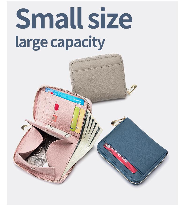 Product Introduction of New Genuine Leather Multi-Functional Short Wallet Women's Niche Coin Pocket Card Holder 9