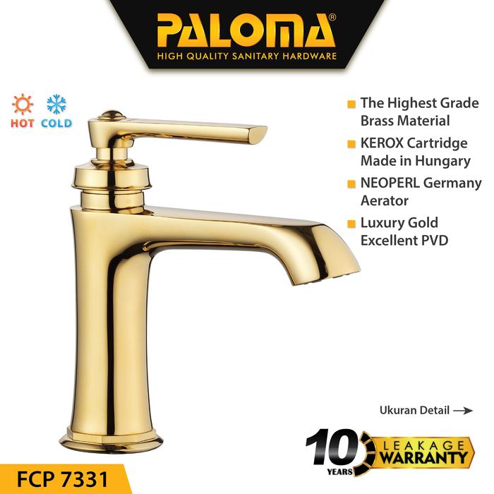 Gambar Keran Mixer Wastafel Cuci Tangan / PALOMA FCP 7331 / LIBERTY SINGLE LEVER MONOBLOC BASIN MIXER - Luxury Gold dari PALOMA Official Kota Administrasi Jakarta Timur 5 Tokopedia