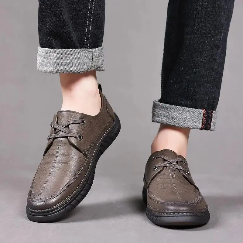 Sepatu kulit pria baru Sepatu kulit sapi kulit sapi lembut Sepatu kulit sapi kulit sapi bisnis kasual sepatu kacang kedelai kasual sepatu pria kasual sepatu pria bagian bawah lembut sepatu pria bagian bawah lembut malas tidak licin Shoes Pantofel 7