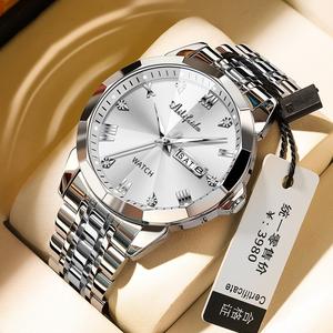 Jam Tangan Kuarza, Gaya Perniagaan, Untuk Lelaki, Reka Bentuk Mudah, Cermin Berlian, Kalis Air, Berkilau, dengan Kalendar, Fungsi Tarikh, Dail Besar, Jualan Panas Langsung Watches