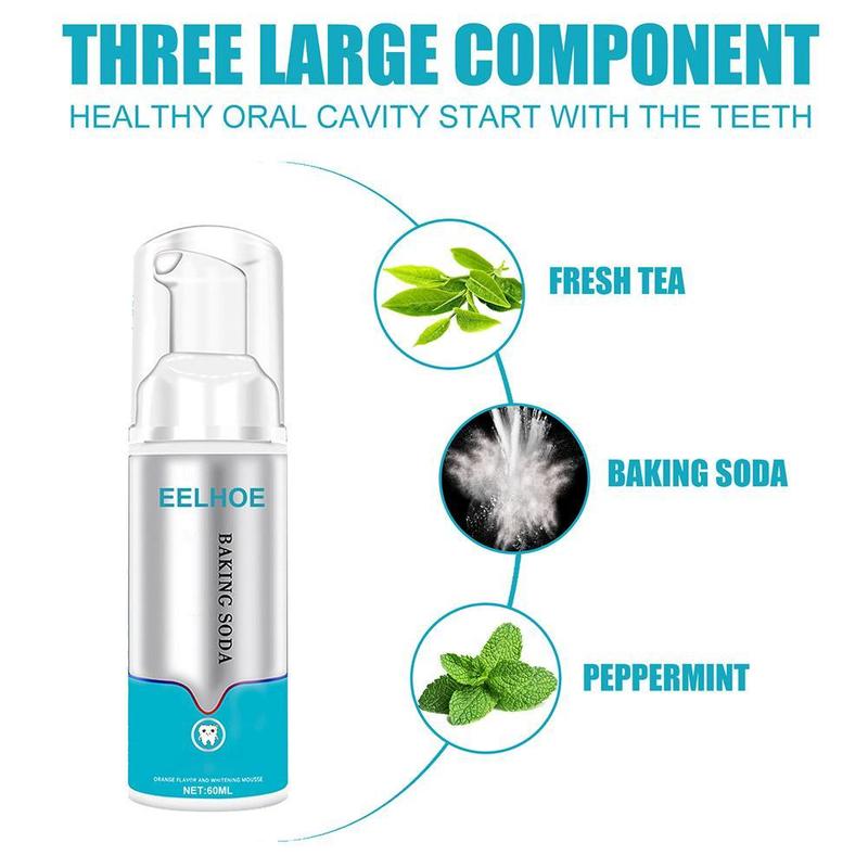 Product Introduction of EELHOE Baking Soda Organic Whitening Mousse 60ml Busa Padat Efektif Mengurai Dan Menghilangkan Noda Kuning, Noda Teh, Noda Kopi Dan Berbagai Noda Menguraikan Pigmen Yang Terkumpul Memutihkan Gigi Nafas Segar Melindungi Gigi Dan Gusi Pasta Gigi 42