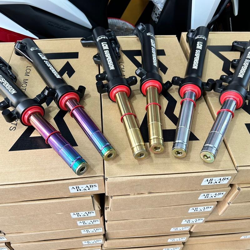 Phuộc trước LCM cho AB160 AB125/150 gắn cả ABS - ty bạc vàng titan - phụ kiện lắp đặt dễ dàng Phụ Tùng