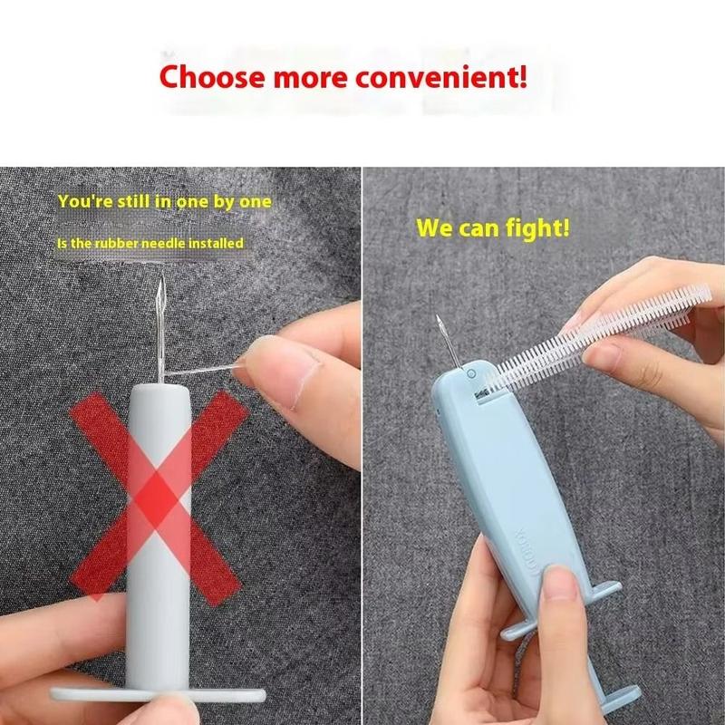Product Introduction of Creative Edging Quick Clothing Fixer Easy To Use with 200pcs Fasteners Clothing Quilt Fixer Handheld Mini Micro Tagging Stitch Tool for Bed Sheet 16