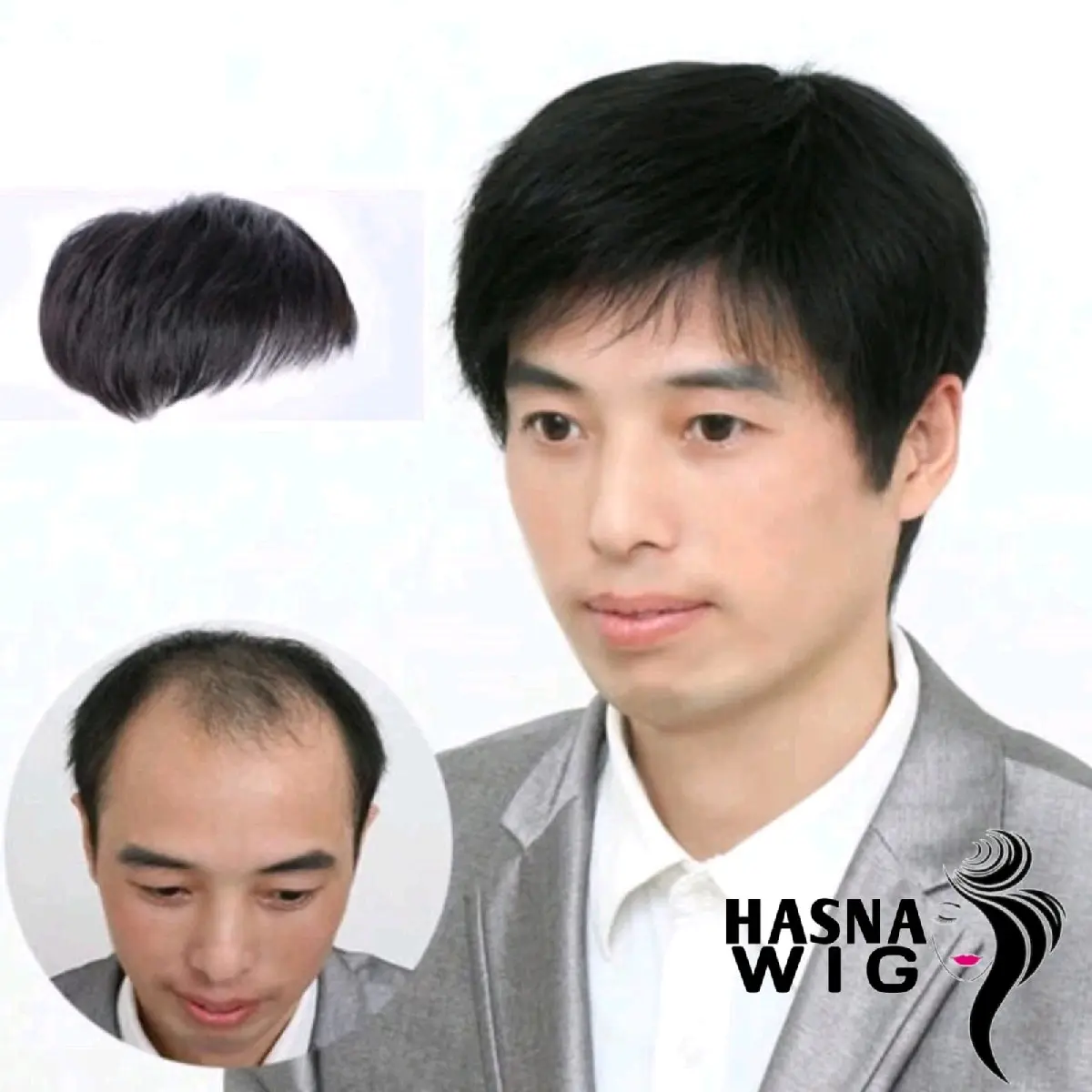 PENUTUP BOTAK PENDEK PRIA TOUPEE RAMBUT PENDEK VERSI PRIA KOREA