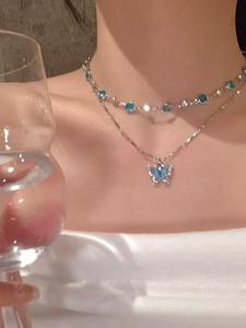 Collar de capas con diseño elegante de mariposa para mujer, gargantilla exquisita y moderna, joyería chic como regalo para novia