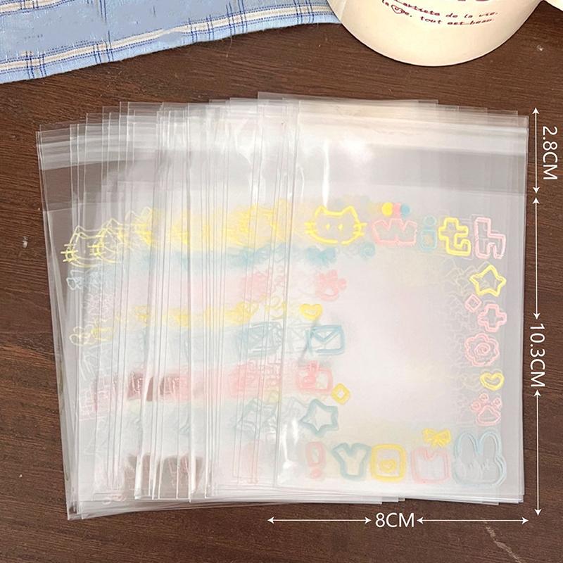 Túi Opp Tự Dính Mèo Con Graffiti Dễ Thương Trong Suốt, 50 Cái, Túi Đựng Bảo Vệ Thẻ Ảnh Thần Tượng Kpop Tay Áo Thẻ Ảnh Thẻ 7