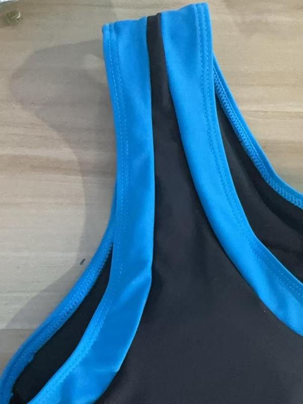 Women's Colorblock Zipper Front One-piece Swimsuit, Casual Comfy Breathable Swimwear for Beach Holiday Vacation, Ladies Swimsuit for All Seasons 6