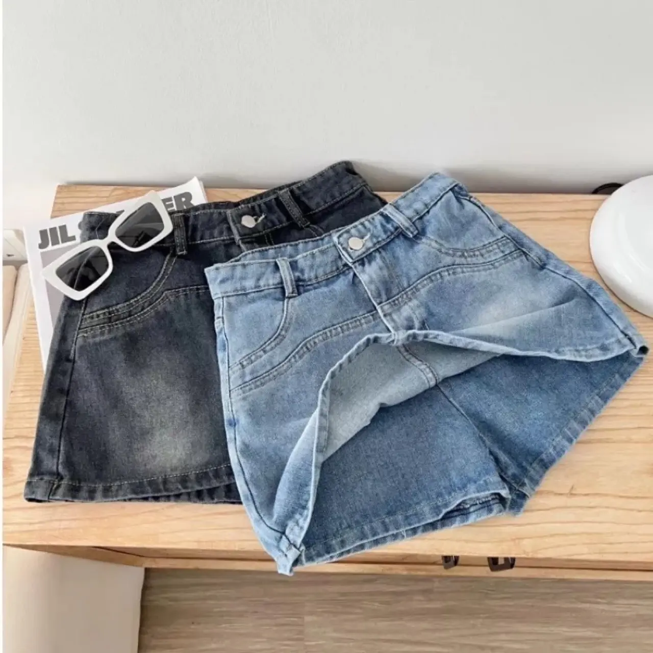QUẦN VÁY JEANS NỮ CHỮ A CẠP CAO 4 MÀU HOT CÓ QUẦN BẢO HỘ HOTTREND 2024