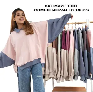 OVERSIZE XXXL COLAR BATWING COMBIE | SWEATER KERAH WANITA KOMBINASI NTR Nyaman