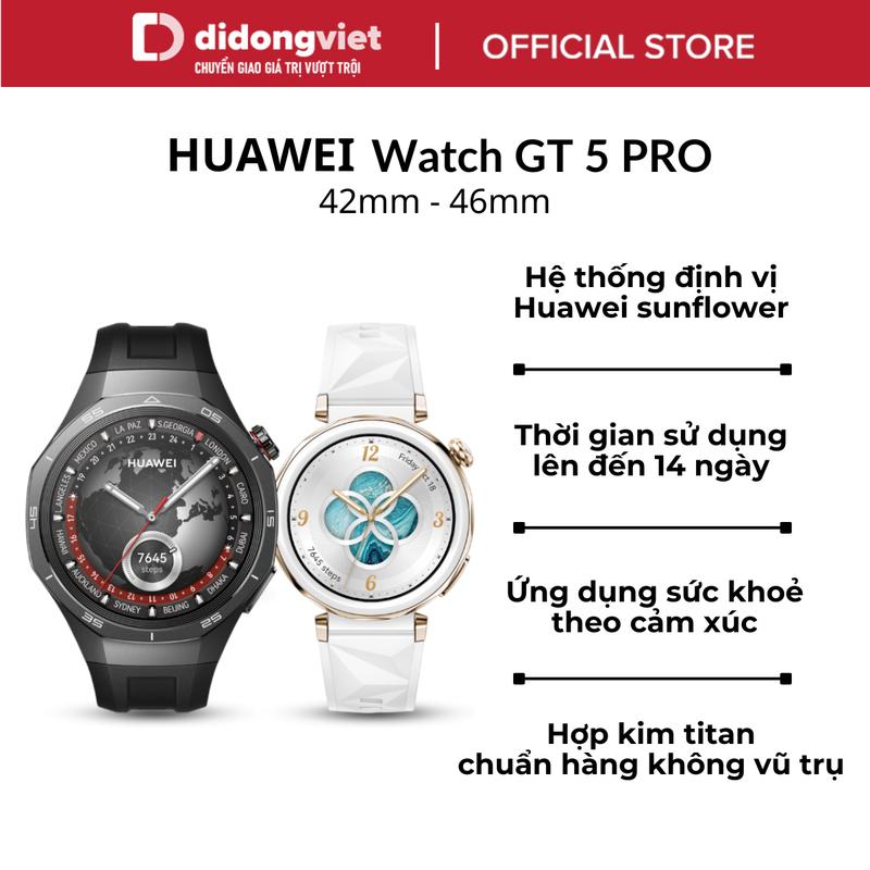 Đồng hồ thông minh HUAWEI WATCH GT5 PRO, Tính Năng Chạy Bộ Và Đạp Xe Mới, Chống nước chuẩn 5ATM và IP69K - Hàng Chính Hãng Smartwatch Màn Hình