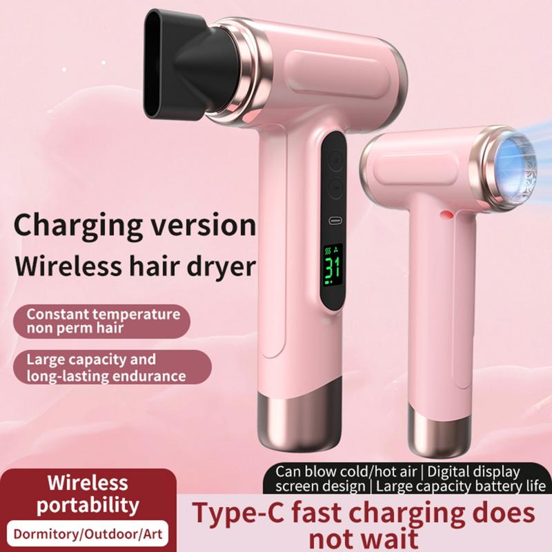Máy Sấy Tóc Không Dây, Cầm Tay, Không Dây, Có Thể Sạc Lại USB, Màn Hình LCD, Nhanh Khô, Tiếng Ồn Thấp, Máy Sấy Thổi Du Lịch, Dành Cho Phụ Nữ, 200w, svgtsarg 0