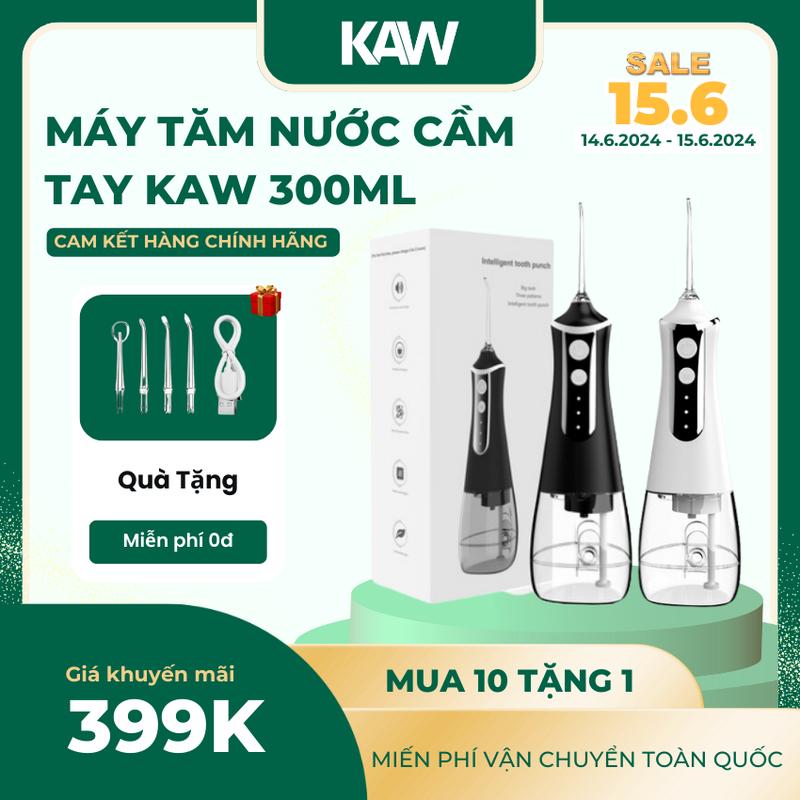 Máy Tăm Nước Cầm Tay KAW Vệ Sinh Răng Miệng Dung Tích 300ml Fullbox 5 Chế Độ Nữ