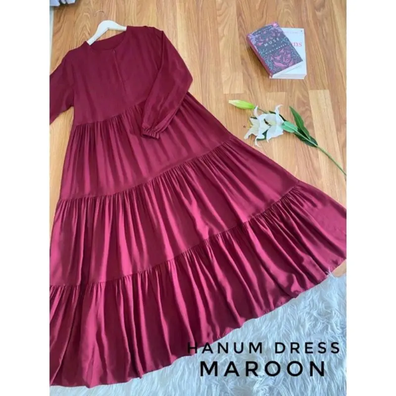 HANUM DRESS Rayon Twill Premium Gamis Busui Terlaris Lembut Muslim 7