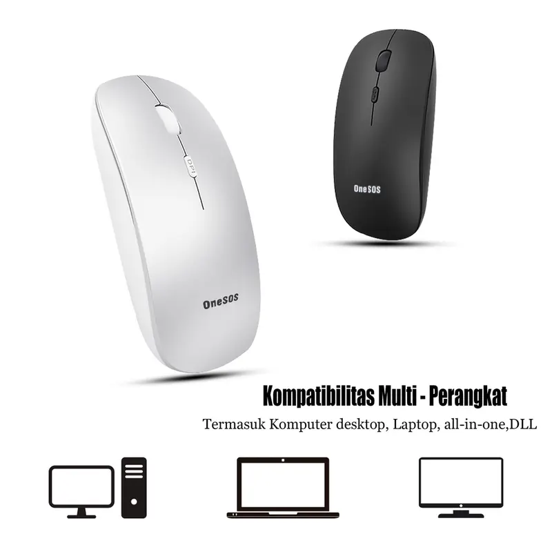 ONESOS Mouse Bluetooth 2.4G Silent Klik dengan Receiver USB untuk PC Laptop Dan Ponsel 5