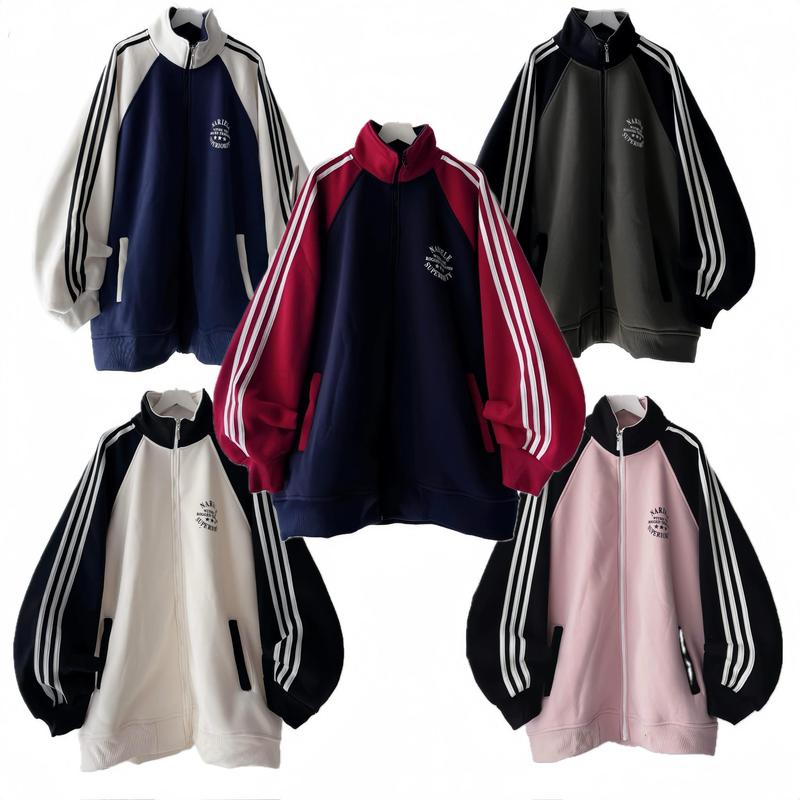 BingBing - Áo Khoác Sweater 3 Sọc Cổ Cao Hoodie Menswear Nỉ Unisex Form Rộng Nariele Đỏ Xanh rêu Kem Hồng Hot Trend