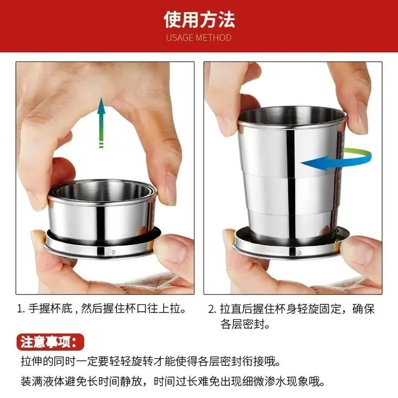 Cốc Có Thể Gấp Gọn Bằng Thép Không Gỉ, Cốc Gấp, Cầm Tay, Cắm Trại Ngoài Trời, Cốc Rửa, Sáng Tạo, Cốc Nén, Thích Hợp Cho Người Dùng [8700 + Trong Một Tuần] 6