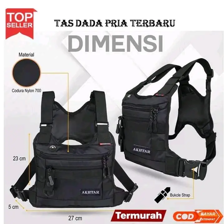 TAS DADA ROMPI TACTICAL ARMY/TAS SUNMORI ORIGINAL PRIA TERBARU Kanvas Kulit PU Hitam