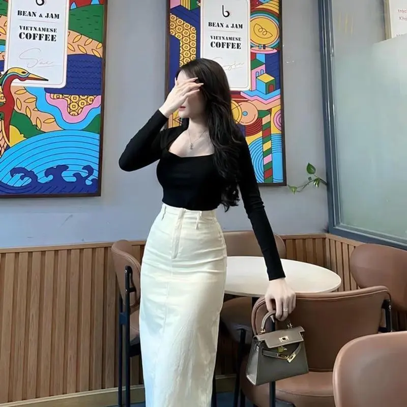 Set áo thun tay dài chân váy dài chuẩn đẹp cho nàng Mua rẻ Top Dress Nhung Nữ Dress 1