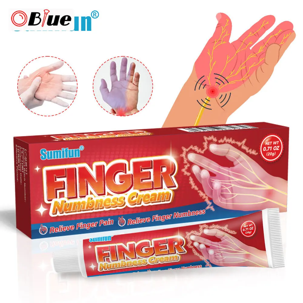 OBlue Finger Numbness Cream Hand Care Herbal Wrist Sore Pain Relief 20g Joints Muscle Pain Tenosynovitis Care Sports Support Cream Chinese Medicine Hand Therapy Cream Herbal Pain Relief Muscles Massage Cream