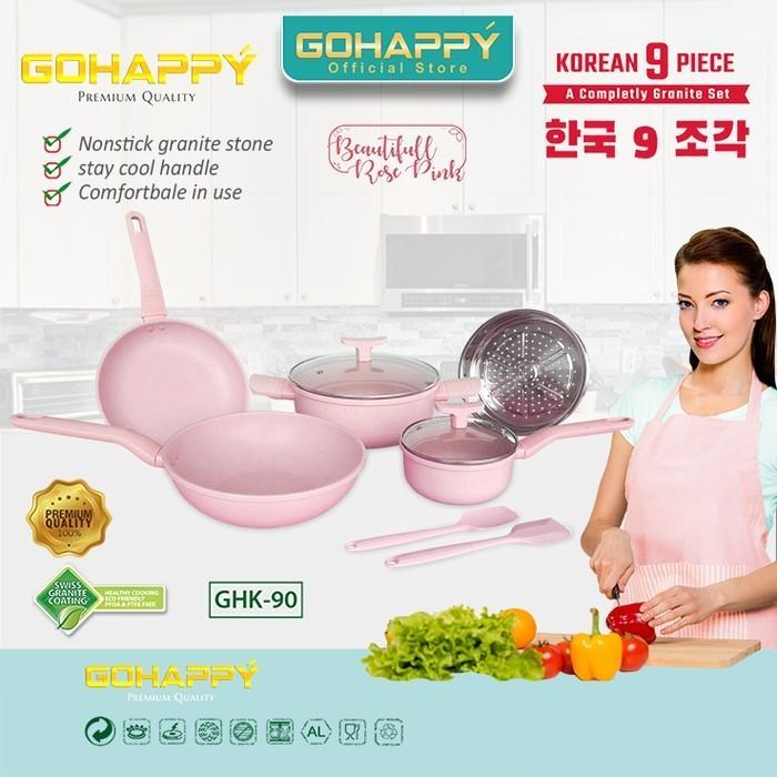 Wajan Terlengkap Panci Granite Set HC 9 Pc Cookware GOHAPPY GHK-90 - Great Turqoise 8