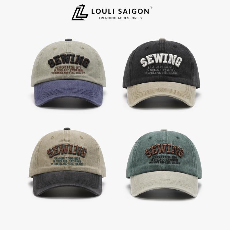Mũ lưỡi trai nam nữ LOULI SAIGON thêu SEWING form mềm, nón lưỡi trai vải kaki cao cấp M69