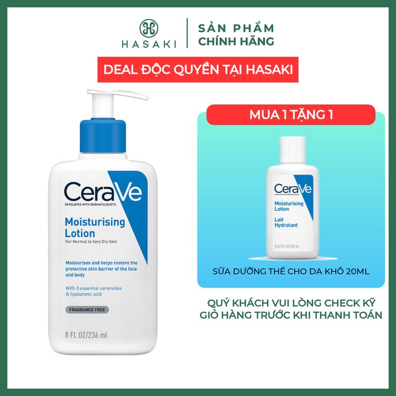 DEAL ĐỘC QUYỀN HSK - MUA 1 TẶNG 1 Sữa Dưỡng Thể CeraVe Cho Da Khô Đến Rất Khô 236ml & 20ml | HASAKI BEAUTY