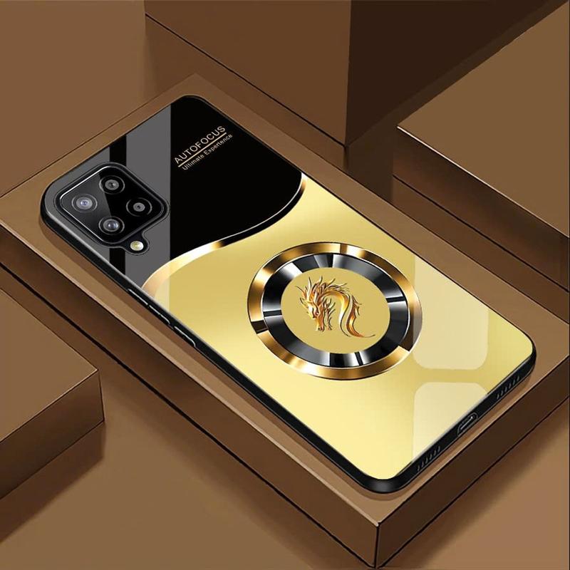 Ốp Lưng cho SAMSUNG GALAXY A12, A22,M22,M32, A22 5G, M12 Mặt kính cường lực, cao cấp Họa tiết RỒNG VÀNG