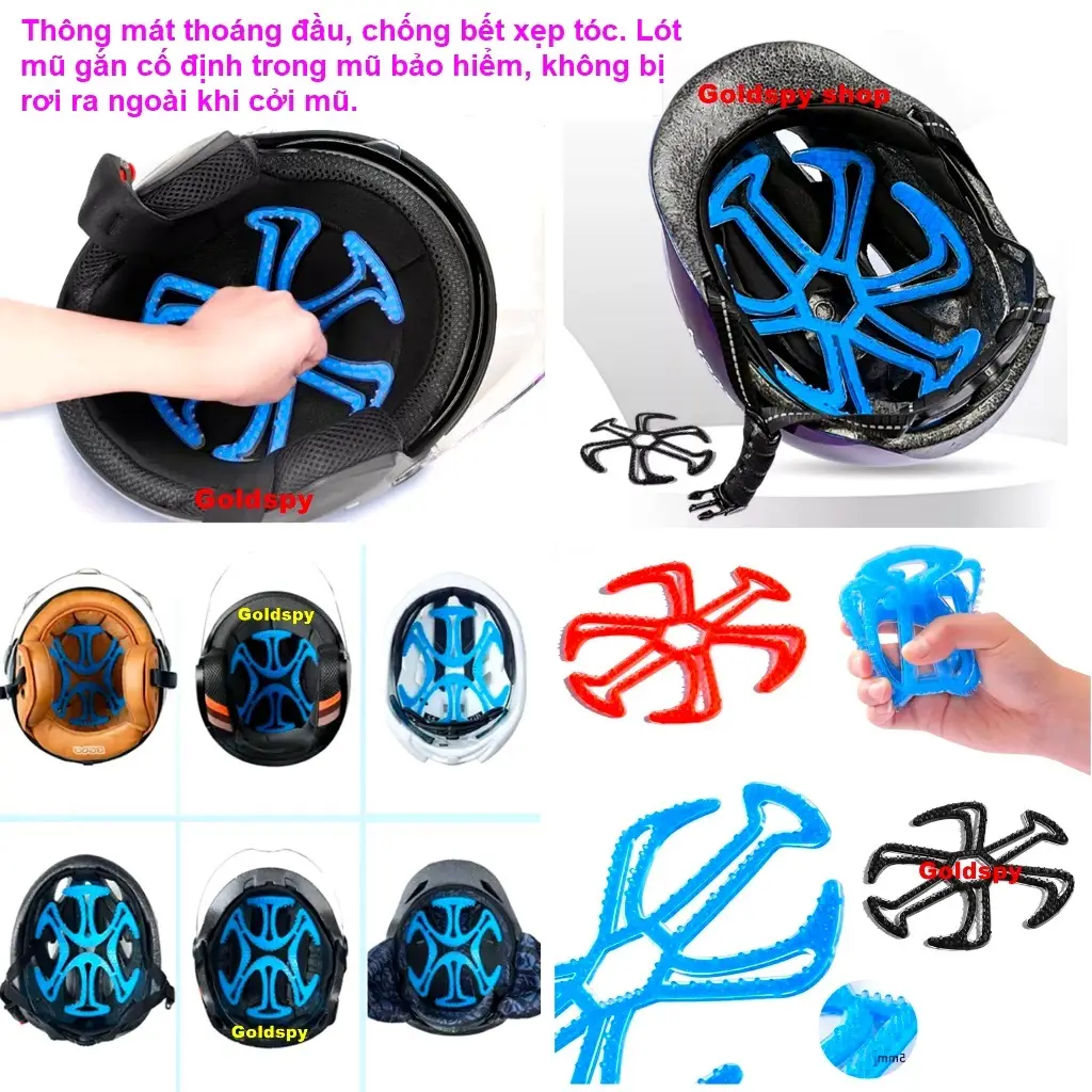Lót Mũ Bảo Hiểm Silicon Massage Chống Nóng, Thông Thoáng Làm Mát Bảo Vệ Da Đầu