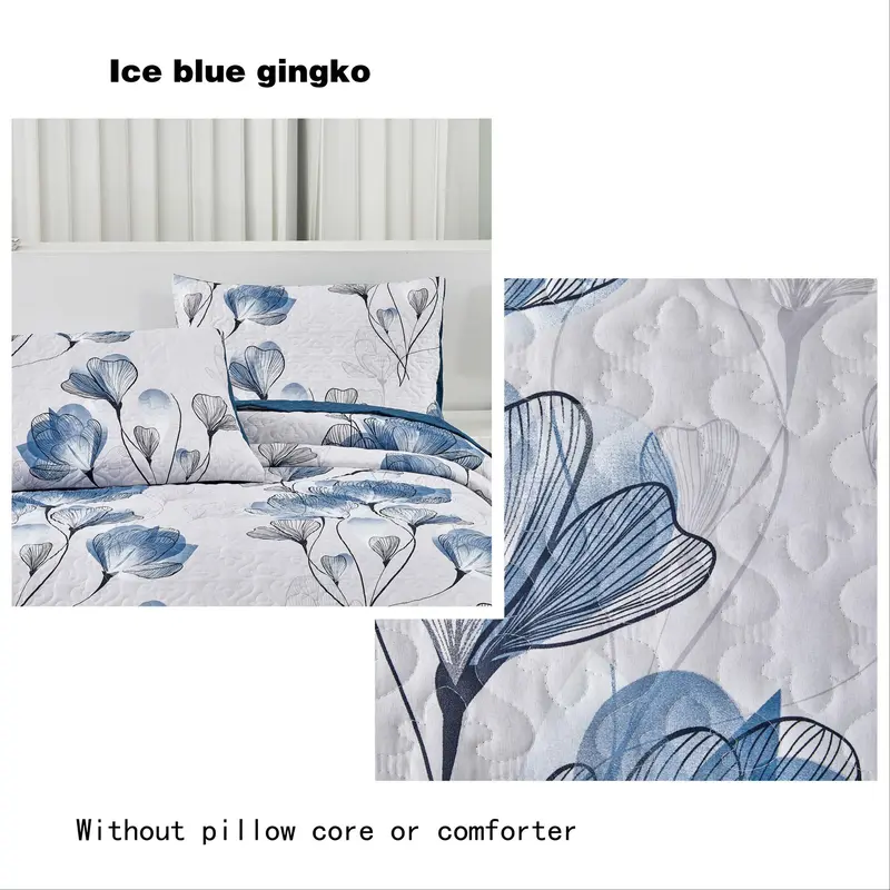 Floral Print Bedspread Set, 1 Count Bed Cover & 2 Counts Pillowcase without Filler, Soft Comfortable Bedding Set for Home Bedroom 7
