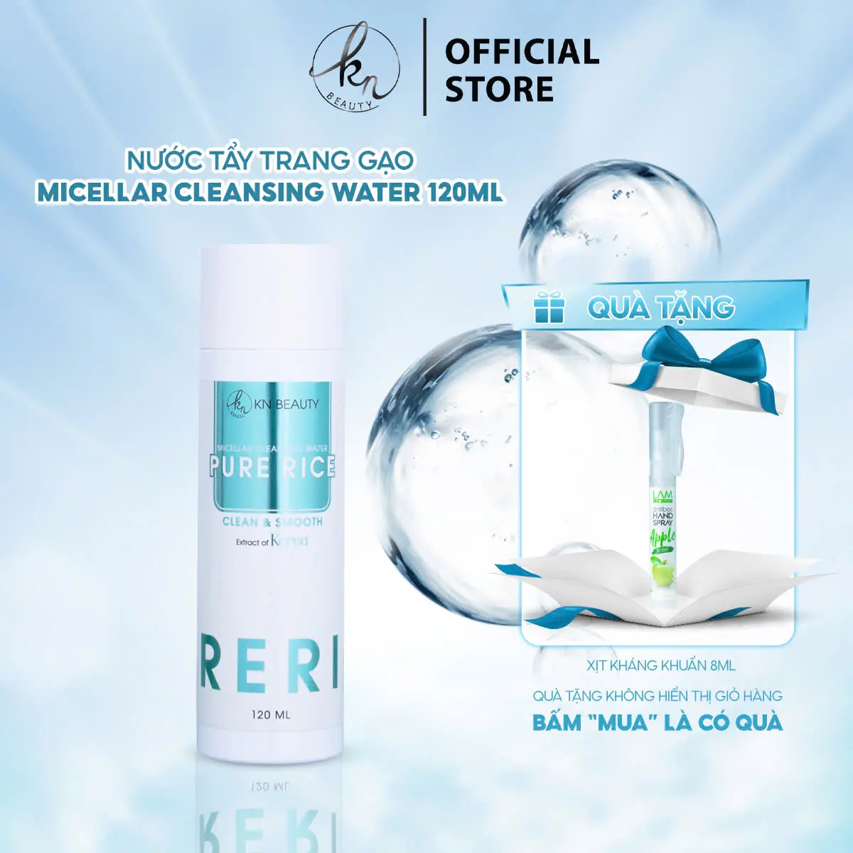 Nước Tẩy Trang Gạo Micella Cleansing Water KN Beauty 120Ml - Làm Sạch Sâu, Giữ Ẩm Cho Da