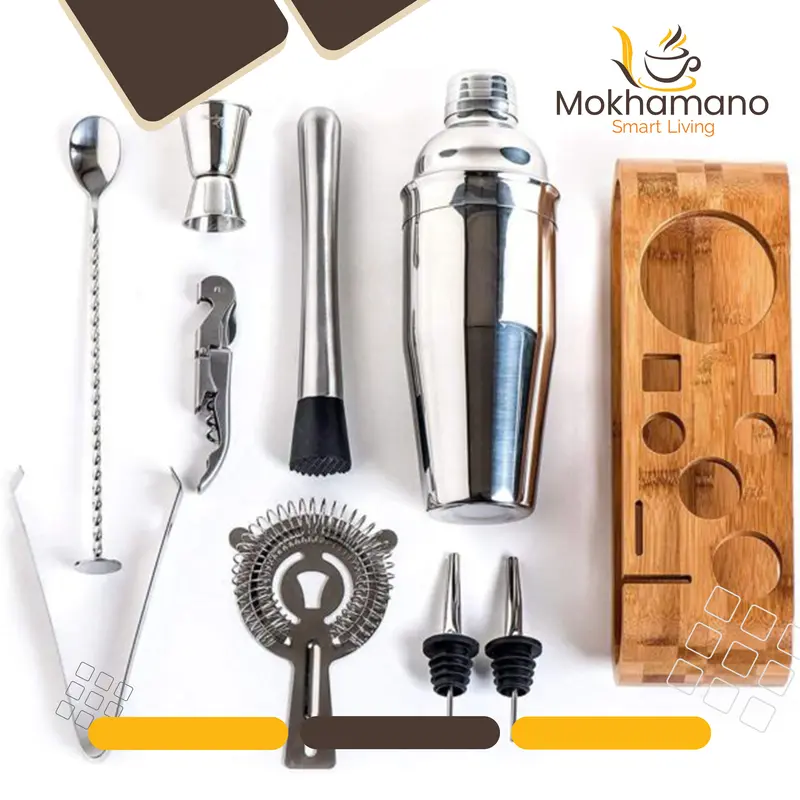 MOKHASTOCK Bartender Shaker Cocktail Paket Lengkap Alat Keperluan Bartender Cobler 10pcs 2
