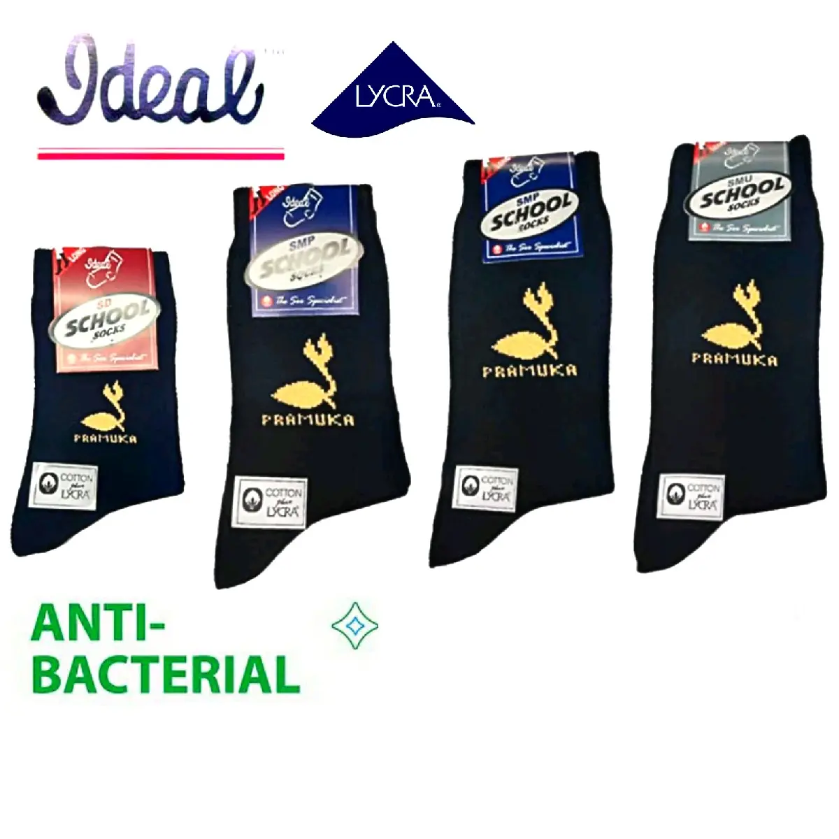 Ideal School Socks Anti Bakteria Pramuka Kaos Kaki Sekolah Sebetis