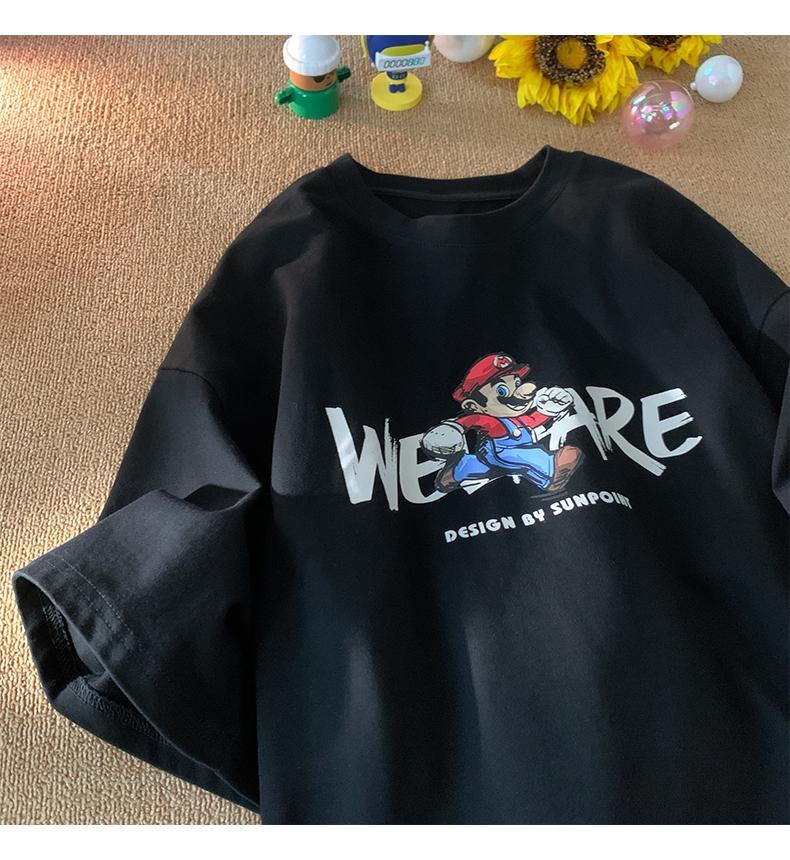 Product Introduction of Short sleeved T-shirt Women's Funny Cartoon Print Couple Summer New Round Neck Loose Men's and Women's Top 12