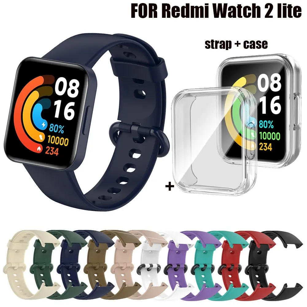 Dây đeo đồng Đồng Hồ, dành cho Mi Watch Lite 2, thay thế dây đeo, dây đeo silicon, cho Redmi Watch 2 Lite, vòng đeo tay dây đeo, với vỏ bảo vệ