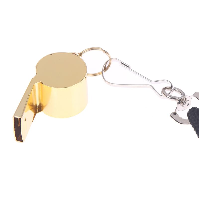 Product Introduction of Gold Stainless Steel Rope Whistle Hanging Neck Outdoor Lifesaving Whistle 9