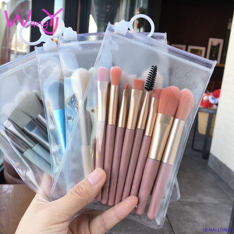 LE HAI LONGs Bộ Cọ Trang Điểm 8 Món Kèm Túi zip, Bộ Cọ Lông Mềm Đánh Phấn mắt, Tạo Khối Cá Nhân Chuyên Dụng 1