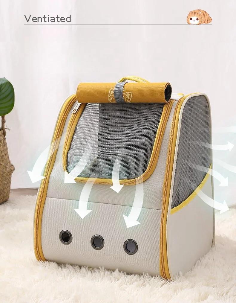 Product Introduction of Outdoor Oxford Cloth Double Shoulder Roll Curtain Cat Backpack Hollow Out Design Cat Accessories Breathable Pet Out Bag 14