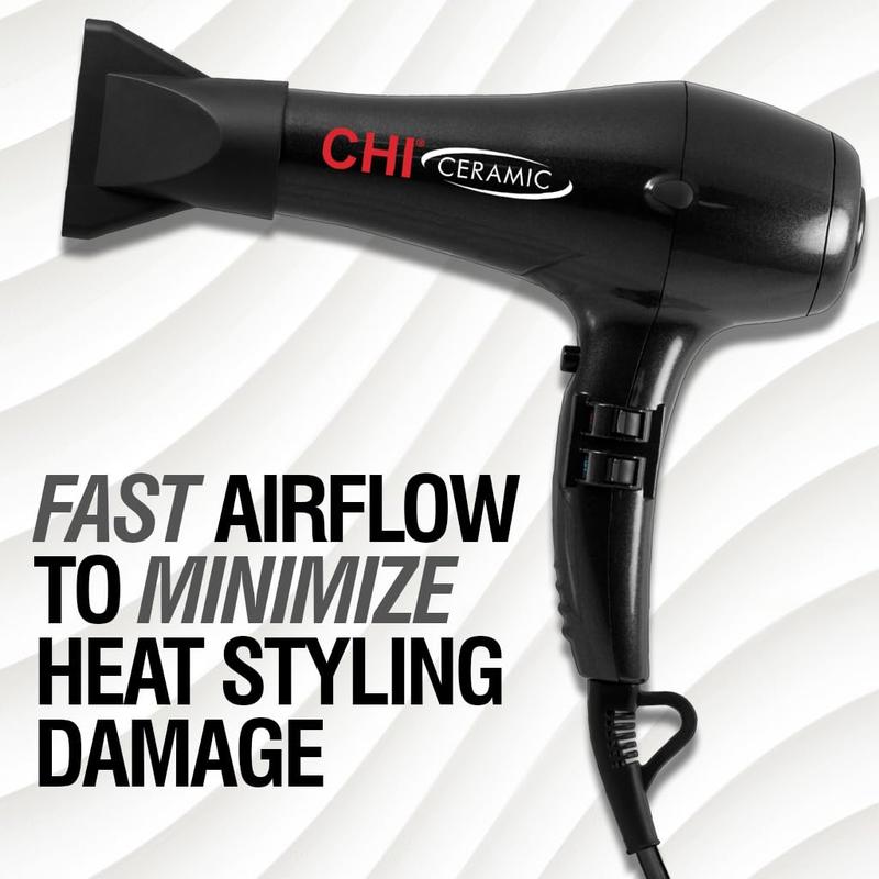 TikTok Shop CHI Ceramic 1875 Watt Hair Dryer Includes A Concentrated Nozzle Quick Drying Reduces Frizz Increases Shine Jett Black