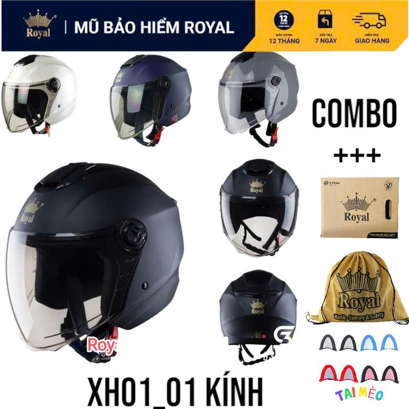 ROYAL XH01 Mũ 3/4 Chính Hãng ROYAL HELMET  - 01 Kính Tiện Lợi BH 12 Tháng Nón Bảo Hiểm Full Phụ Kiênj