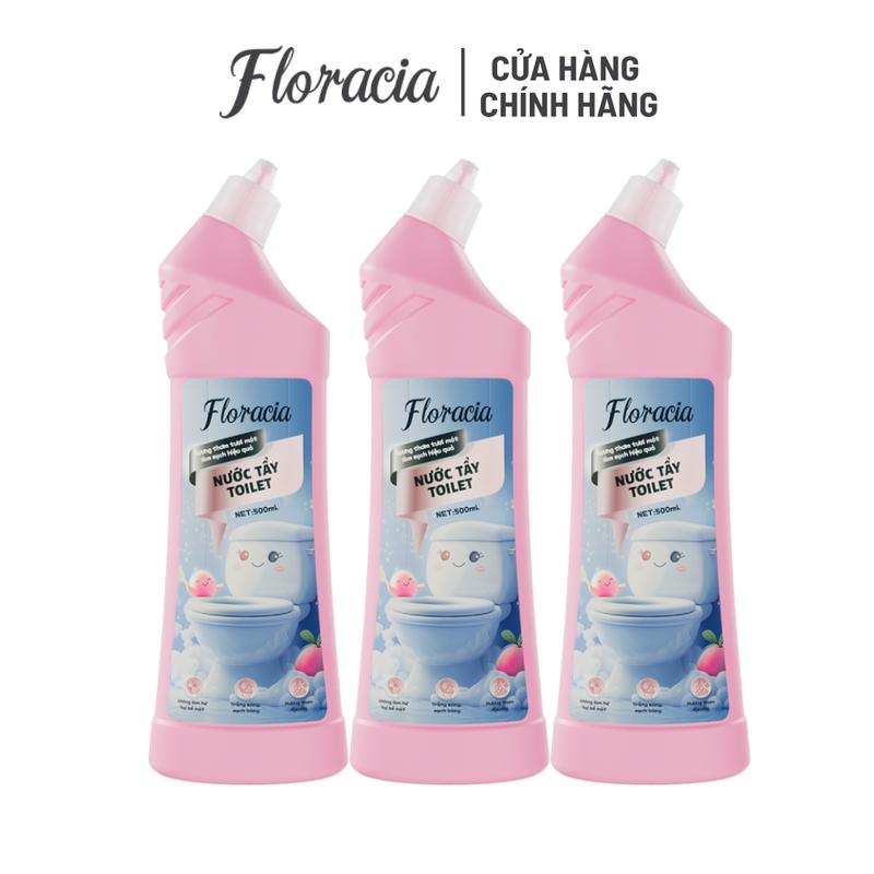[Deal shock Livestream] 3 Chai Tẩy bồn cầu Floracia khử mùi hiệu quả 500g x 3 chai - làm sạch bồn cầu, sàn gạch, an toàn không gây kích ứng