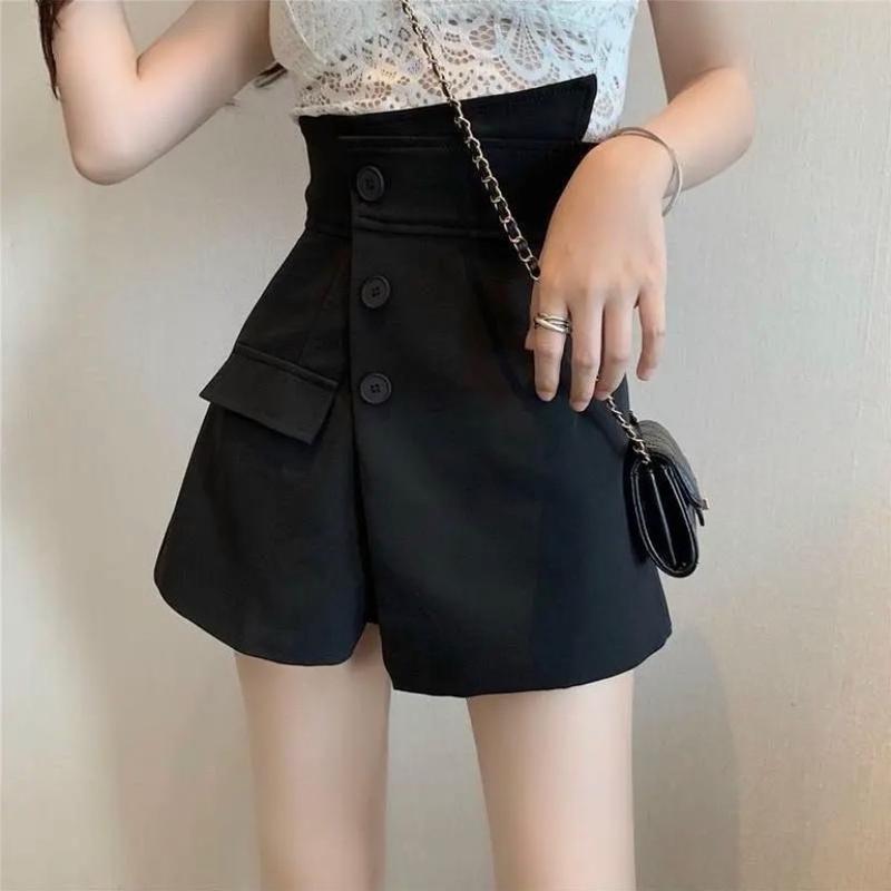 Quần short giả váy cạp cao 3 cúc ms 510 Pants Nữ Khuy Nữ Women